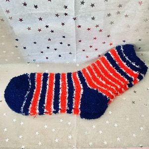 blue & red fuzzy socks (striped) — super soft! *brand new!*
